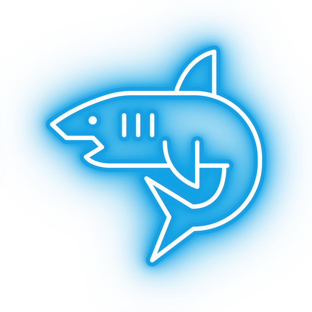 Neon blue shark icon